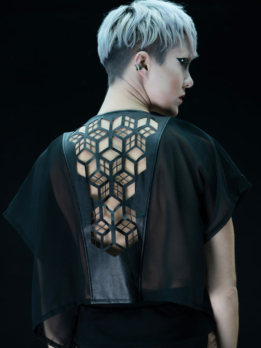 Short Cube Kimono - Black
